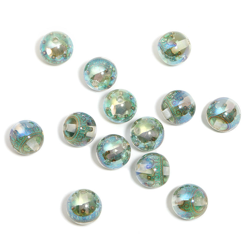 Wholesale 100pcs 16mm high transparent embedded crown resin round beads heavy industry DIY loose beadseads